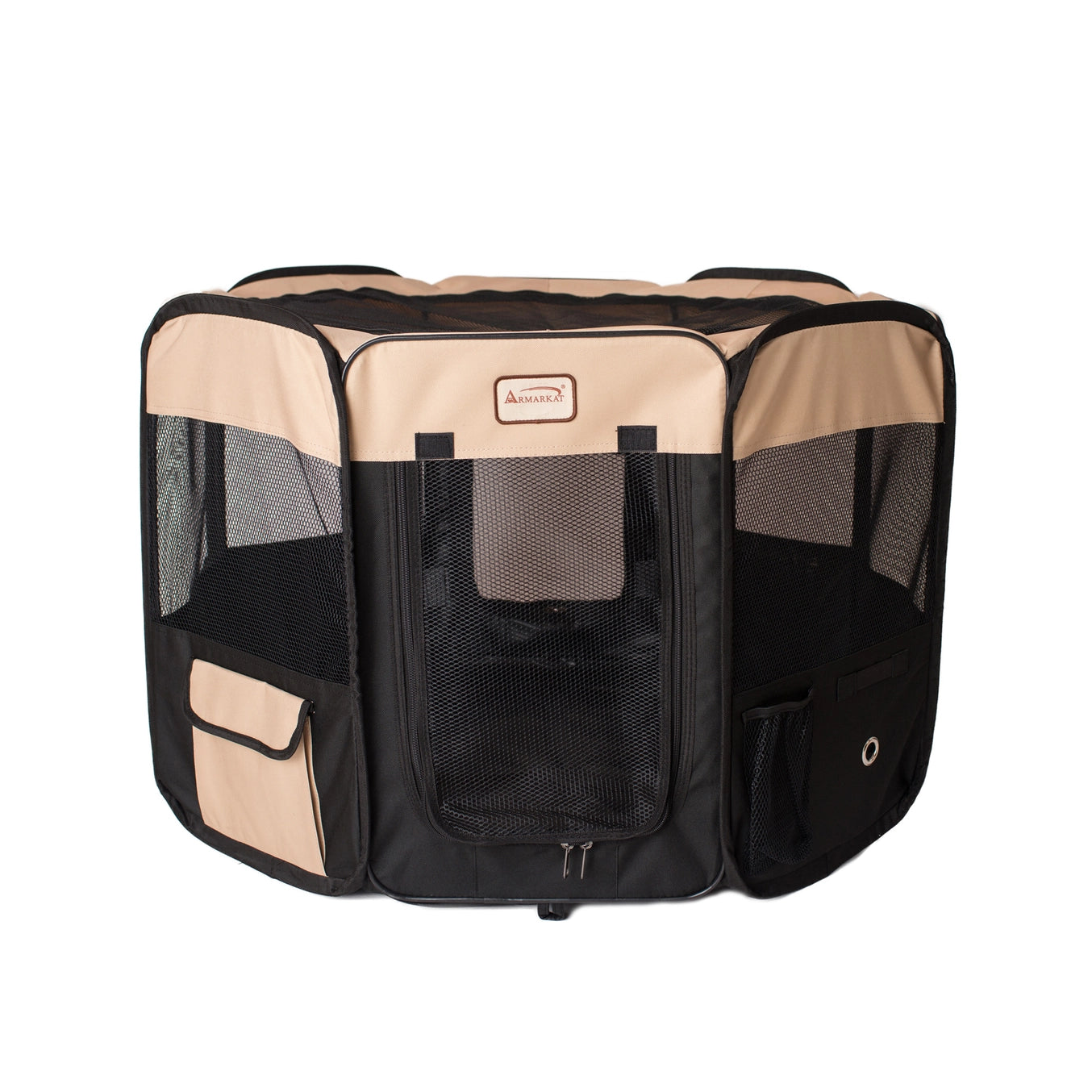 Black & Beige Portable Pet Playpen & Bag Combo - Model PP003BGE
