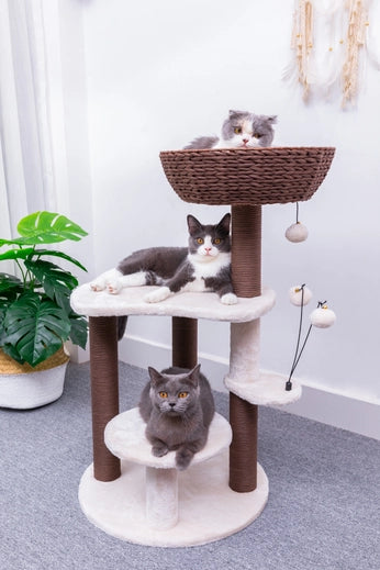Quartz Natural Aesthetic, Handwoven Cat Tree- Model PP210341