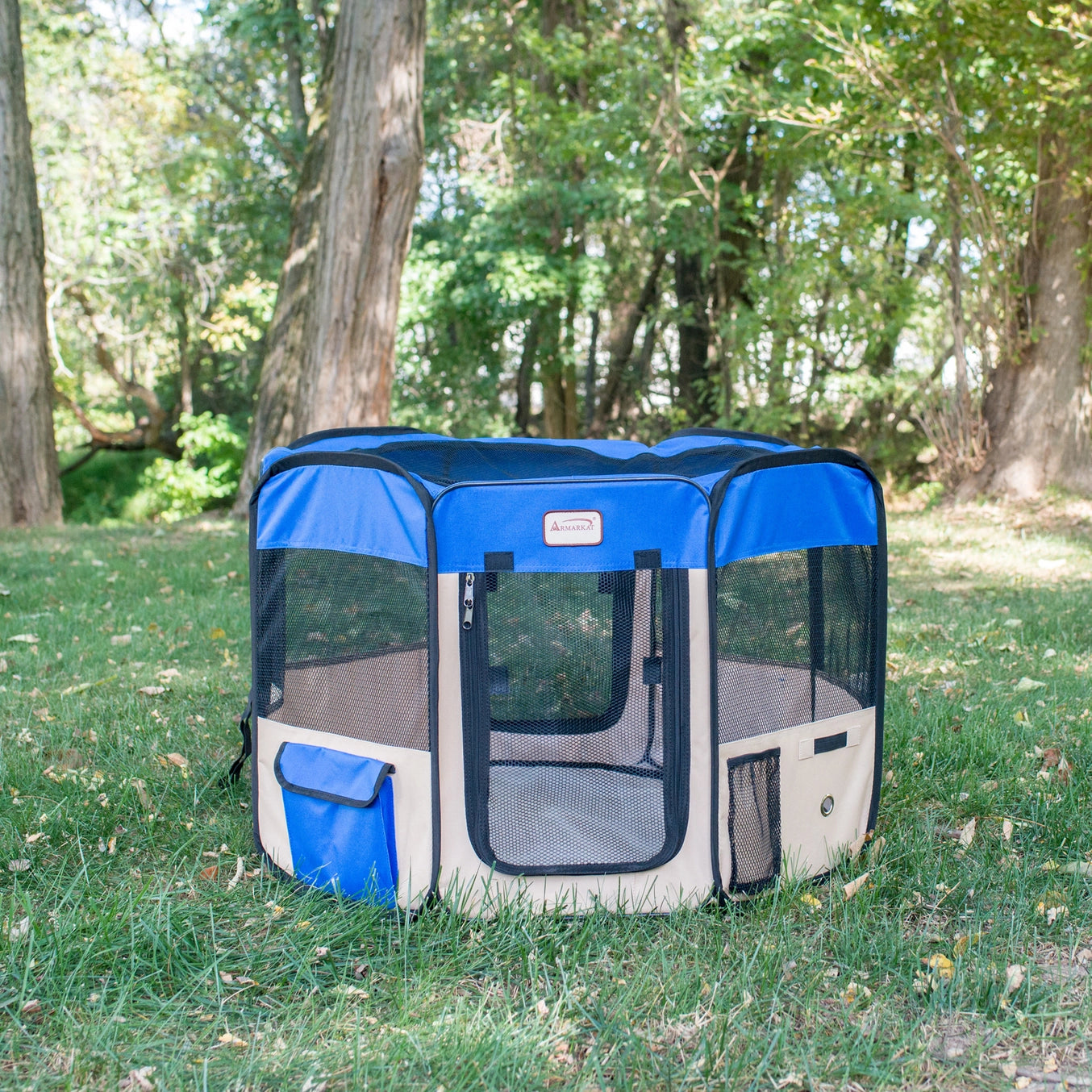 XL Blue & Beige Portable Pet Playpen & Bag Combo - Model PP001B