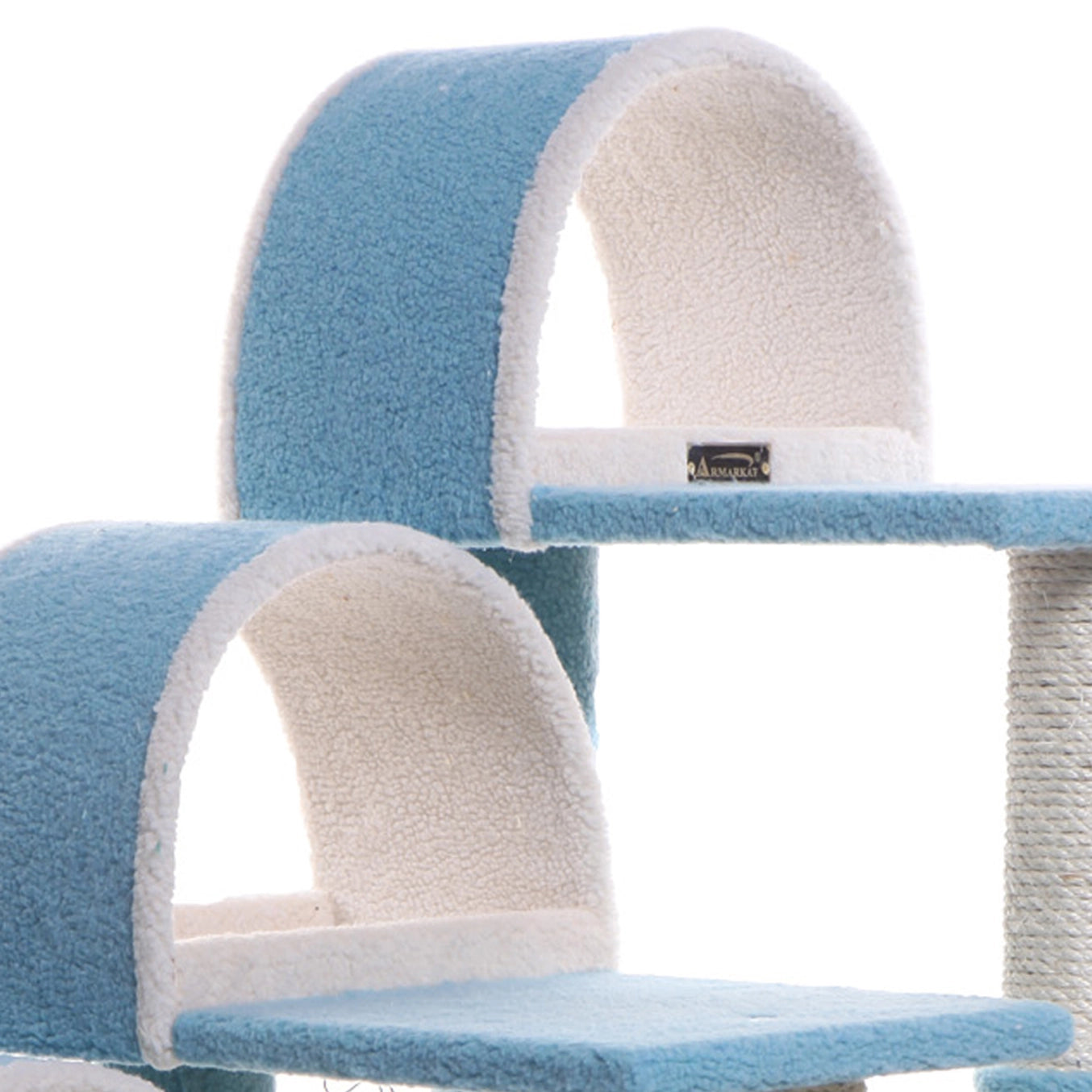 Real Wood 38" High Ivory Cat Step Stairs Ramp, Cat Scratcher-Model B3803