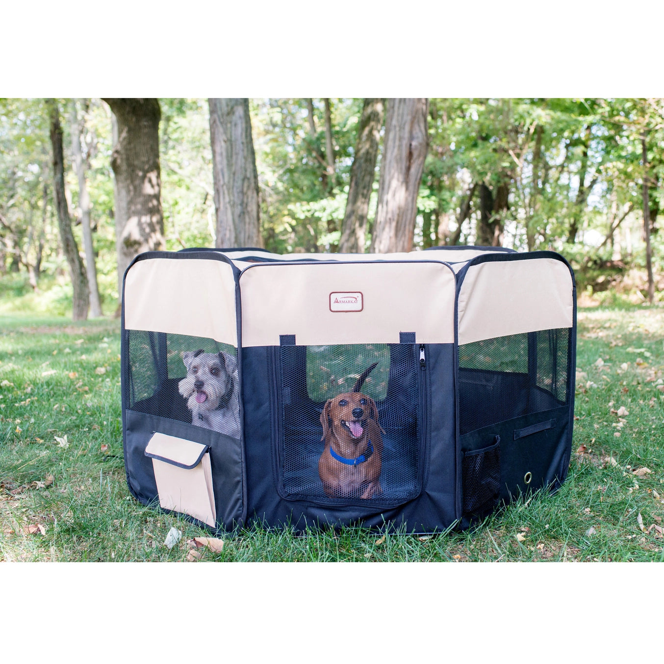 XL Black & Beige Portable Pet Playpen & Bag Combo - Model PP003BGE