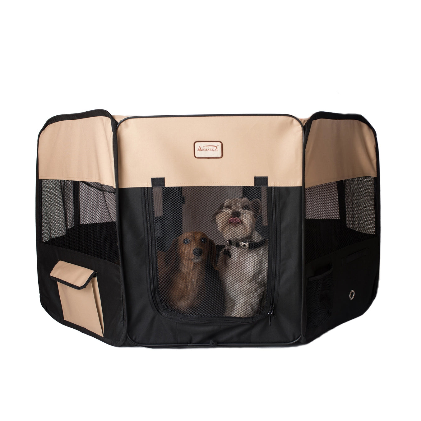 XL Black & Beige Portable Pet Playpen & Bag Combo - Model PP003BGE