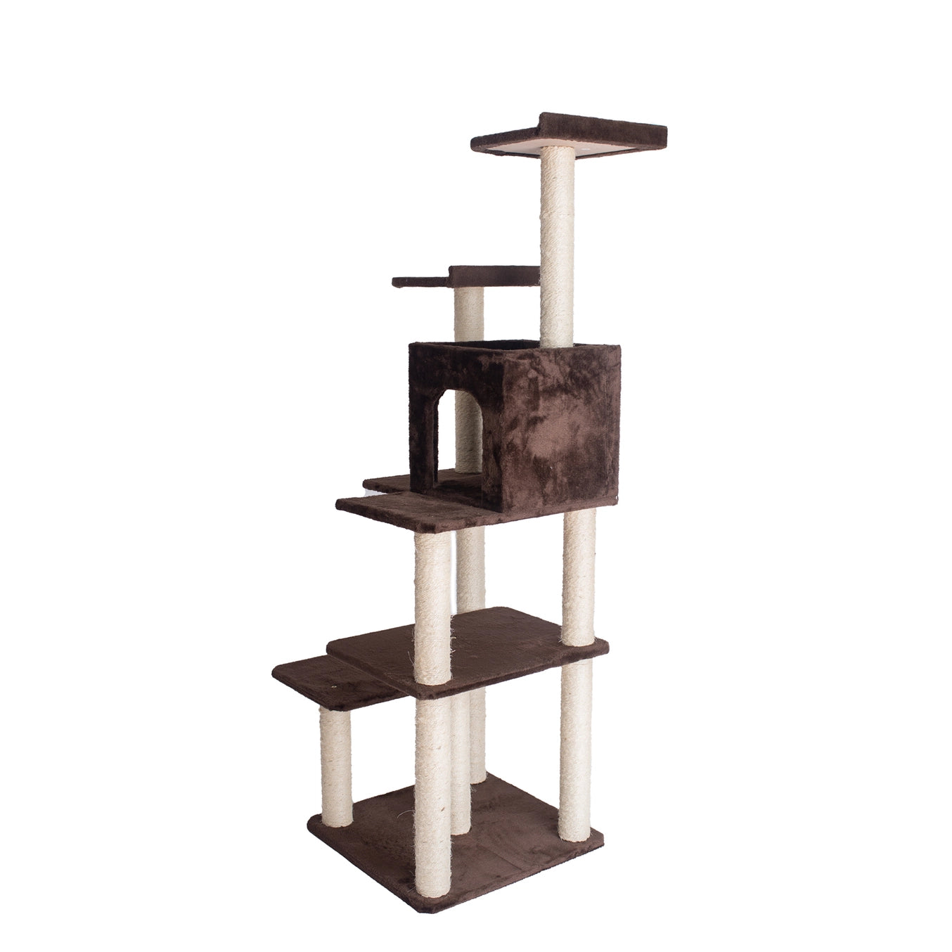 Real Wood 66-Inch Cat Tree Cat Climber- Includes 4 Levels- Model #GP78680723