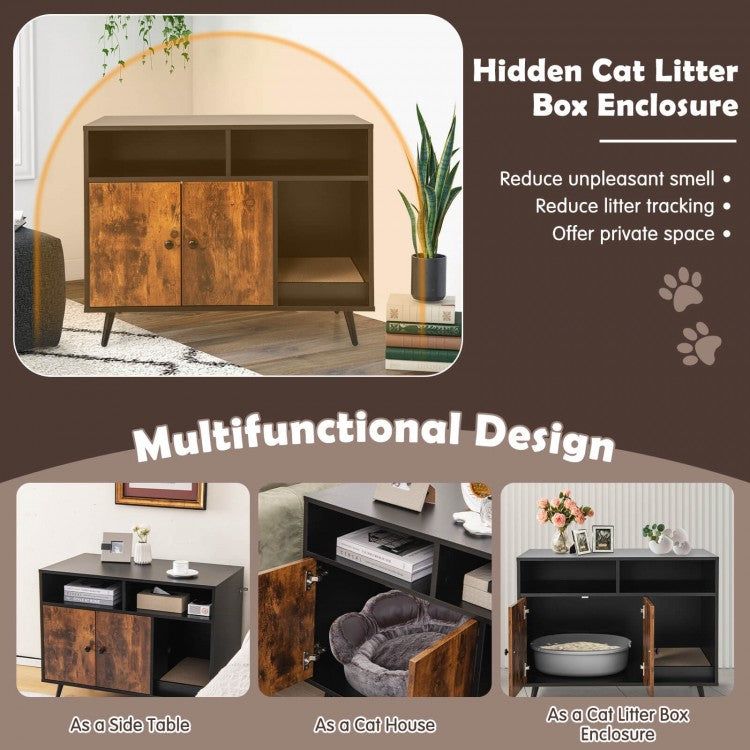 Cat Litter Box Enclosure with Storage Compartments & Pet Scratcher- Model #54762398