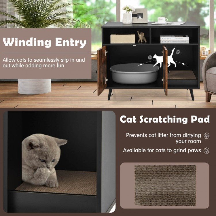 Cat Litter Box Enclosure with Storage Compartments & Pet Scratcher- Model #54762398