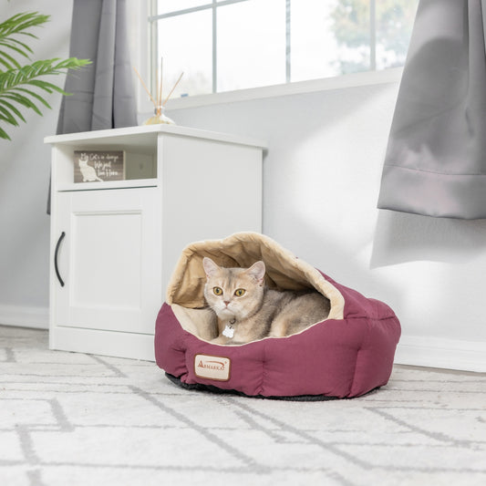 Burgundy Ivory Cat Small Pet Bed- Model C08HJH